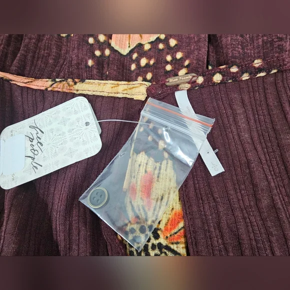 Free People Floral Long Sleeve Maxi Dress - Purple/Burgandy/Orange Sz Large NWT - Picture 4 of 9